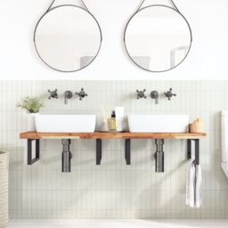 Berkfield Home Bathroom Vanity Top Oil Finished 160x50x4 cm Solid Wood Acacia in Brown - Size: 160 x 50 x 4 cm - thumbnail 2
