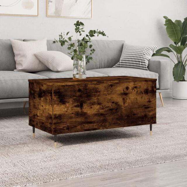 Berkfield Home Coffee Table Smoked Oak 90x44.5x45 cm Engineered Wood in Brown - image 1