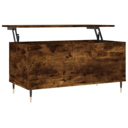 Berkfield Home Coffee Table Smoked Oak 90x44.5x45 cm Engineered Wood in Brown - thumbnail 2