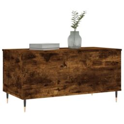 Berkfield Home Coffee Table Smoked Oak 90x44.5x45 cm Engineered Wood in Brown - thumbnail 4