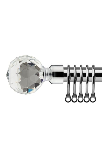 New Edge Blinds 16-19mm Cristalla Extendable Durable Metal Curtain Pole Set in Metallic Silver - Size: 120 cm - 210 cm - image 1