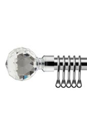 New Edge Blinds 16-19mm Cristalla Extendable Durable Metal Curtain Pole Set in Metallic Silver - Size: 120 cm - 210 cm - thumbnail 1