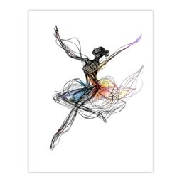 "Artery8 Abstract Pen & Ink Line Art Ballerina Dance Wall Art Print in Black - Size: W18"" x H24""" - thumbnail 1