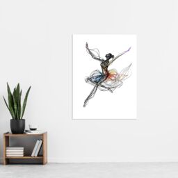 "Artery8 Abstract Pen & Ink Line Art Ballerina Dance Wall Art Print in Black - Size: W18"" x H24""" - thumbnail 4