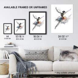 "Artery8 Abstract Pen & Ink Line Art Ballerina Dance Wall Art Print in Black - Size: W18"" x H24""" - thumbnail 3