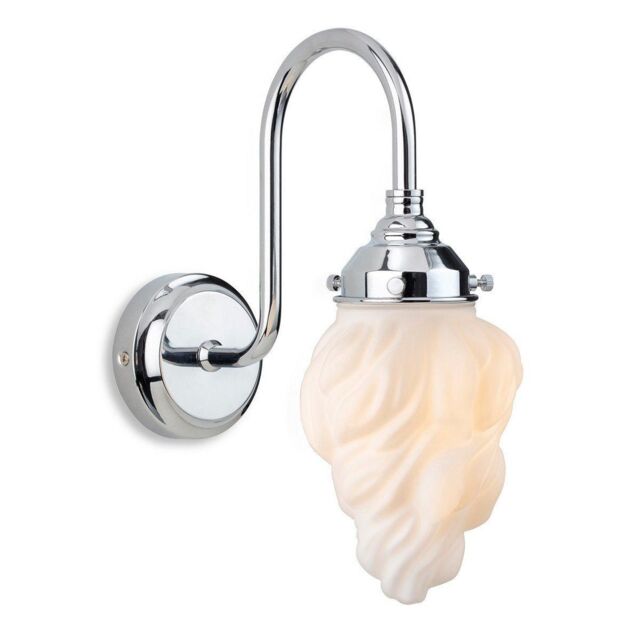 Netlighting Flame Wall Light Chrome with White Glass IP44 in Grey