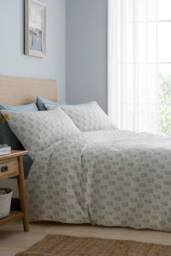 Dreams & Drapes 'Block Floral' Jacquard Duvet Cover Set in Light Blue - Size: Single - thumbnail 1