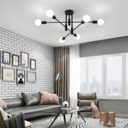 COMELY Sputnik Chandelier, 6-Lights Semi Flush Mount Ceiling Lights, Black - thumbnail 6