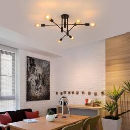 COMELY Sputnik Chandelier, 6-Lights Semi Flush Mount Ceiling Lights, Black - thumbnail 2