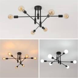 COMELY Sputnik Chandelier, 6-Lights Semi Flush Mount Ceiling Lights, Black - thumbnail 7