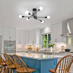 COMELY Sputnik Chandelier, 6-Lights Semi Flush Mount Ceiling Lights, Black - thumbnail 4