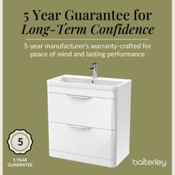 Balterley Bathroom Floor Standing 2 Drawer Vanity Unit Basin, Gloss White, 755mm in White - thumbnail 4