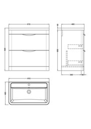 Balterley Bathroom Floor Standing 2 Drawer Vanity Unit Basin, Gloss White, 755mm in White - thumbnail 8