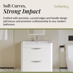 Balterley Bathroom Floor Standing 2 Drawer Vanity Unit Basin, Gloss White, 755mm in White - thumbnail 6