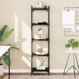Berkfield Home Bookcase 5-Tier Black 40x30x154 cm Engineered Wood - Size: 40 x 30 x 154 cm - thumbnail 2
