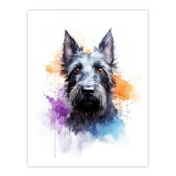 "Artery8 Wall Art Print Scottish Terrier Lovers Gift Watercolour Pet Portrait Painting Artwork Poster - Size: W18"" x H24""" - thumbnail 1
