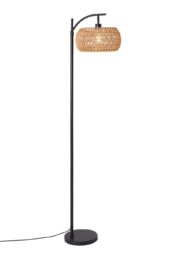 Living and Home Rattan Fabric Lampshade Floor Lamp in Black - thumbnail 6