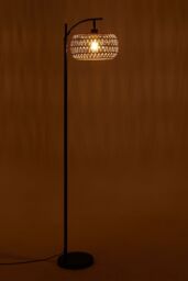 Living and Home Rattan Fabric Lampshade Floor Lamp in Black - thumbnail 7