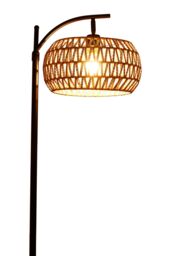 Living and Home Rattan Fabric Lampshade Floor Lamp in Black - thumbnail 4