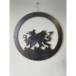 Poppyforge Welsh Dragon Wall Art - Small with Text - Steel - BM/RtR in Black