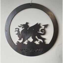 Poppyforge Welsh Dragon Wall Art - Small with Text - Steel - BM/RtR in Black - thumbnail 2