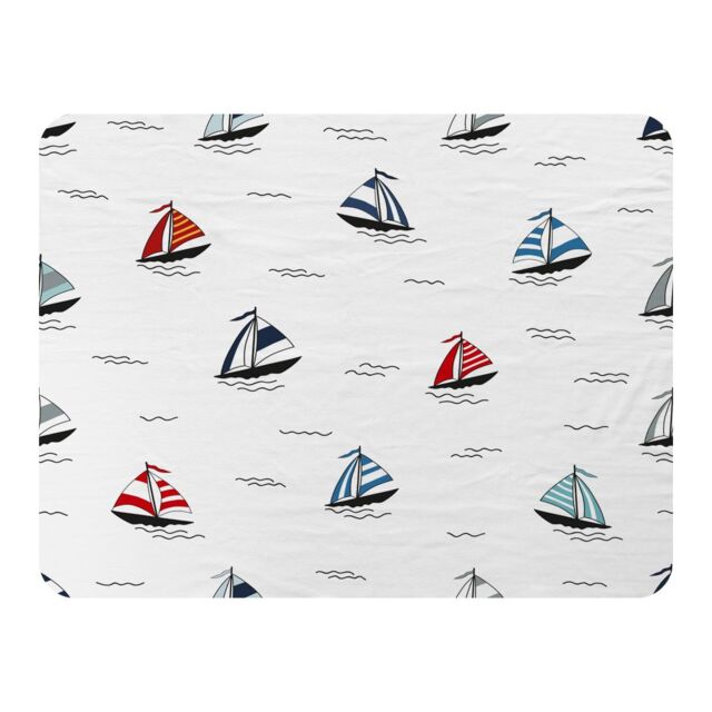 Benjamin Tate Design Red & Blue Sailboats Blanket in Natural - Size: 120 cm x 150 cm - image 1