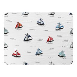 Benjamin Tate Design Red & Blue Sailboats Blanket in Natural - Size: 120 cm x 150 cm - thumbnail 1