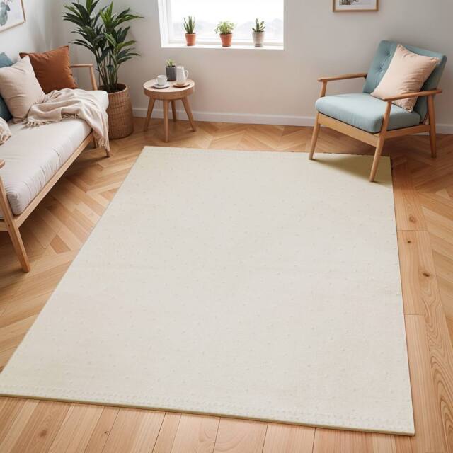 Livabliss Freud-Modern Ivory Off-White High Pile Living Dining Bedroom Rug - Size: 160 cm x 215 cm - image 1