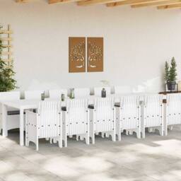 Berkfield Home 13 Piece Garden Dining Set with Cushions White Poly Rattan - thumbnail 3