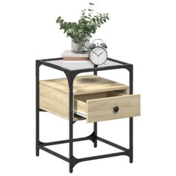 Berkfield Home Bedside Cabinet Sonoma Oak 40x40x55 cm Engineered Wood in Brown - Size: 40 x 40 x 55 cm - thumbnail 3