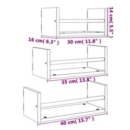 Berkfield Home 3 Piece Wall Shelf Set with Bars Smoked Oak Engineered wood in Brown - thumbnail 8