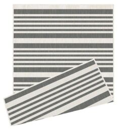 THE RUGS Reversible Outdoor Rugs in Modern Stripes Duo Weave Collection in Grey - Size: 120 cm x 170 cm - thumbnail 4