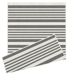THE RUGS Reversible Outdoor Rugs in Modern Stripes Duo Weave Collection in Grey - Size: 120 cm x 170 cm - thumbnail 2
