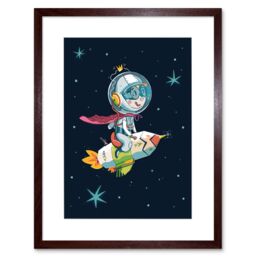 "Artery8 Wall Art Print Super Astronaut Kid Framed Art in Brown - Size: W7"" x H9""" - thumbnail 1