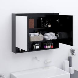 Berkfield Home Bathroom Mirror Cabinet 80x15x60 cm MDF Anthracite in Black - Size: 80 x 15 x 60 cm