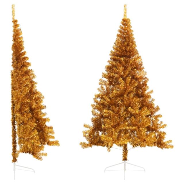 Berkfield Home Artificial Half Christmas Tree with Stand Gold 240 cm PET - image 1