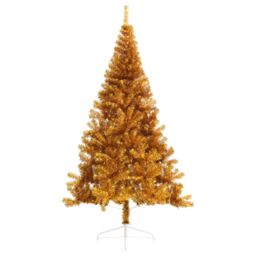 Berkfield Home Artificial Half Christmas Tree with Stand Gold 240 cm PET - thumbnail 2