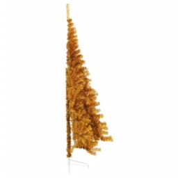 Berkfield Home Artificial Half Christmas Tree with Stand Gold 240 cm PET - thumbnail 3