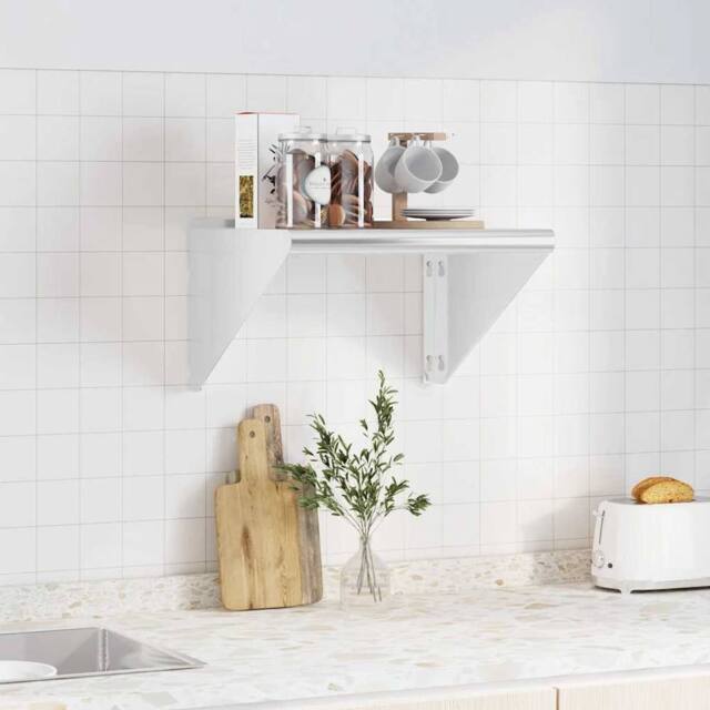 Berkfield Home Wall Shelf 50x45x31 cm Silver Stainless Steel - Size: 50 x 45 x 31 cm - image 1