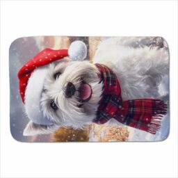 Warren Reed - Designer Snowy Christmas West Highland Terrier Sherpa Blanket in White - Size: Large - thumbnail 1