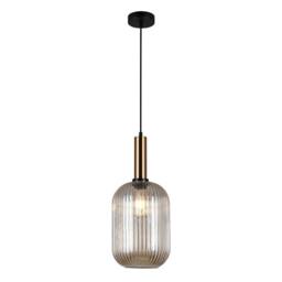 Netlighting Modern Hanging Pendant Brass 1 Light with Amber Shade E27 in Yellow - thumbnail 2