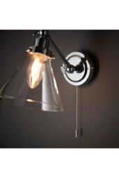 Netlighting Faraday Bathroom Adjustable Dome Wall Light with Pull Cord Chrome Glass Shade in Grey - thumbnail 4