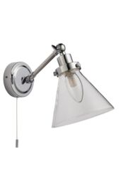 Netlighting Faraday Bathroom Adjustable Dome Wall Light with Pull Cord Chrome Glass Shade in Grey - thumbnail 6
