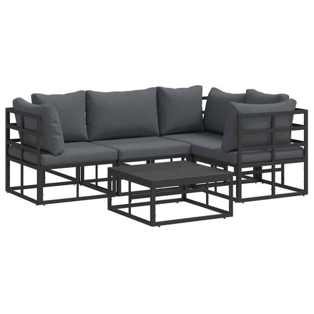 Berkfield Home Garden Sofa Set 5 pcs Black 70 x 70 x 32 cm Aluminium - image 1