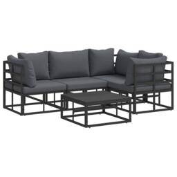Berkfield Home Garden Sofa Set 5 pcs Black 70 x 70 x 32 cm Aluminium - thumbnail 1