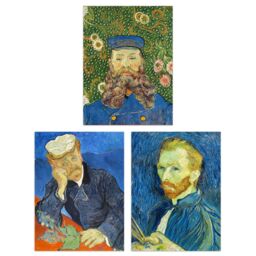 Artery8 Wall Art Print Pack of 3 A4 Vincent Van Gogh Portrait Paintings Self Portrait Gachet Roulin Living Room s Set - thumbnail 1