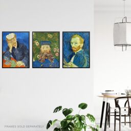Artery8 Wall Art Print Pack of 3 A4 Vincent Van Gogh Portrait Paintings Self Portrait Gachet Roulin Living Room s Set - thumbnail 3