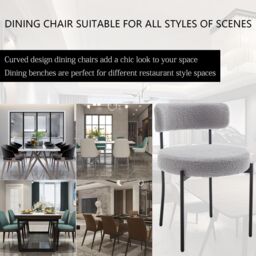 Xample Set of 2 Dining Chairs with Soft Teddy Fabric for Kitchen, Living Room, or Study in Light Grey - thumbnail 3