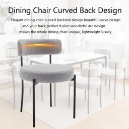 Xample Set of 2 Dining Chairs with Soft Teddy Fabric for Kitchen, Living Room, or Study in Light Grey - thumbnail 4