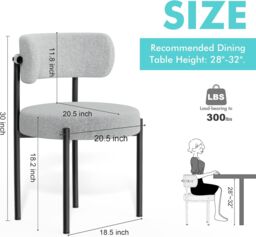 Xample Set of 2 Dining Chairs with Soft Teddy Fabric for Kitchen, Living Room, or Study in Light Grey - thumbnail 8